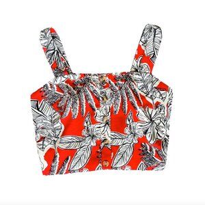 Lucy Paris Hawaiian Red, Navy, and White floral Cropped Tank